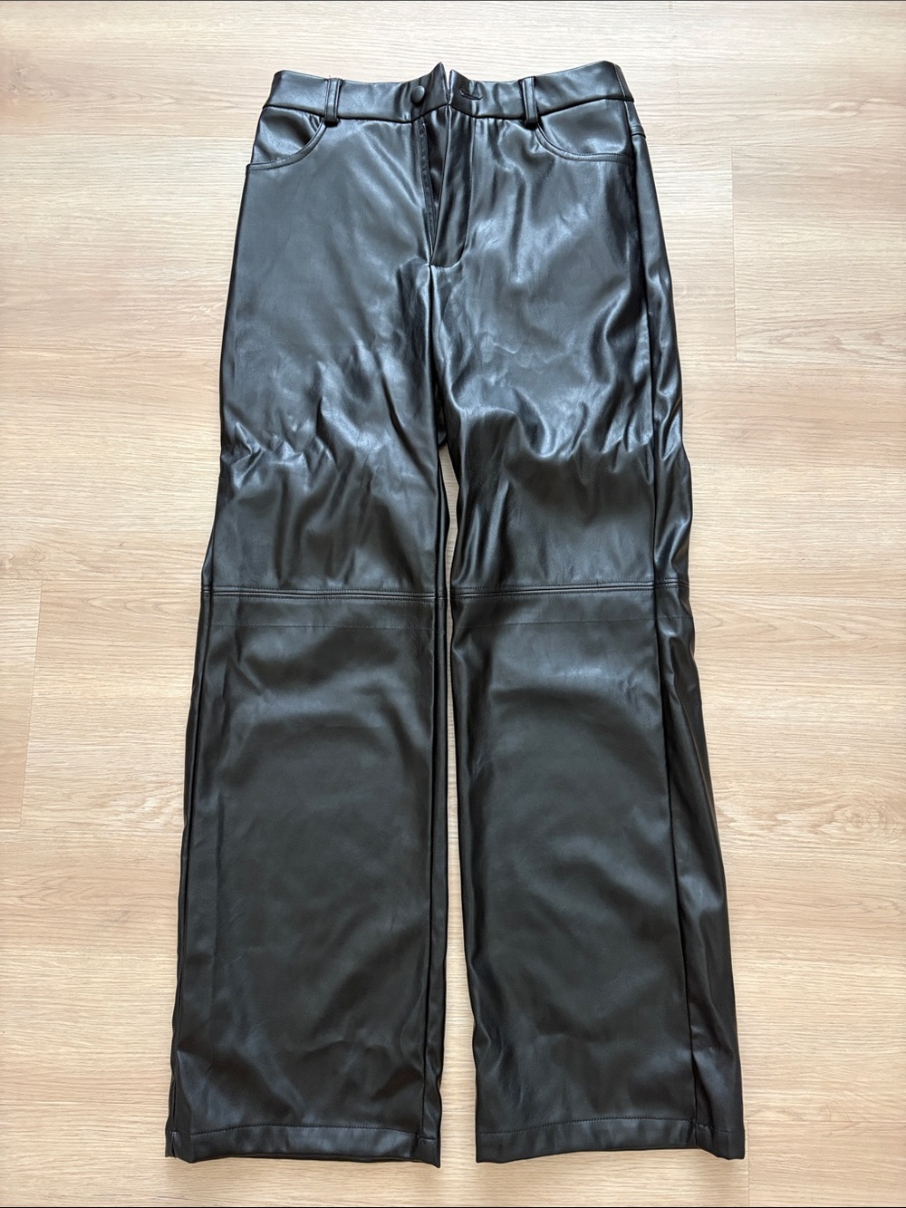 Black Faux Leather Wide Leg Pants